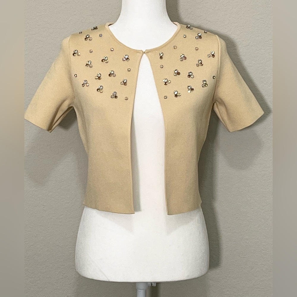 Zara Rhinestone Embellished Coquette Balletcore Cardigan Sweater Size S